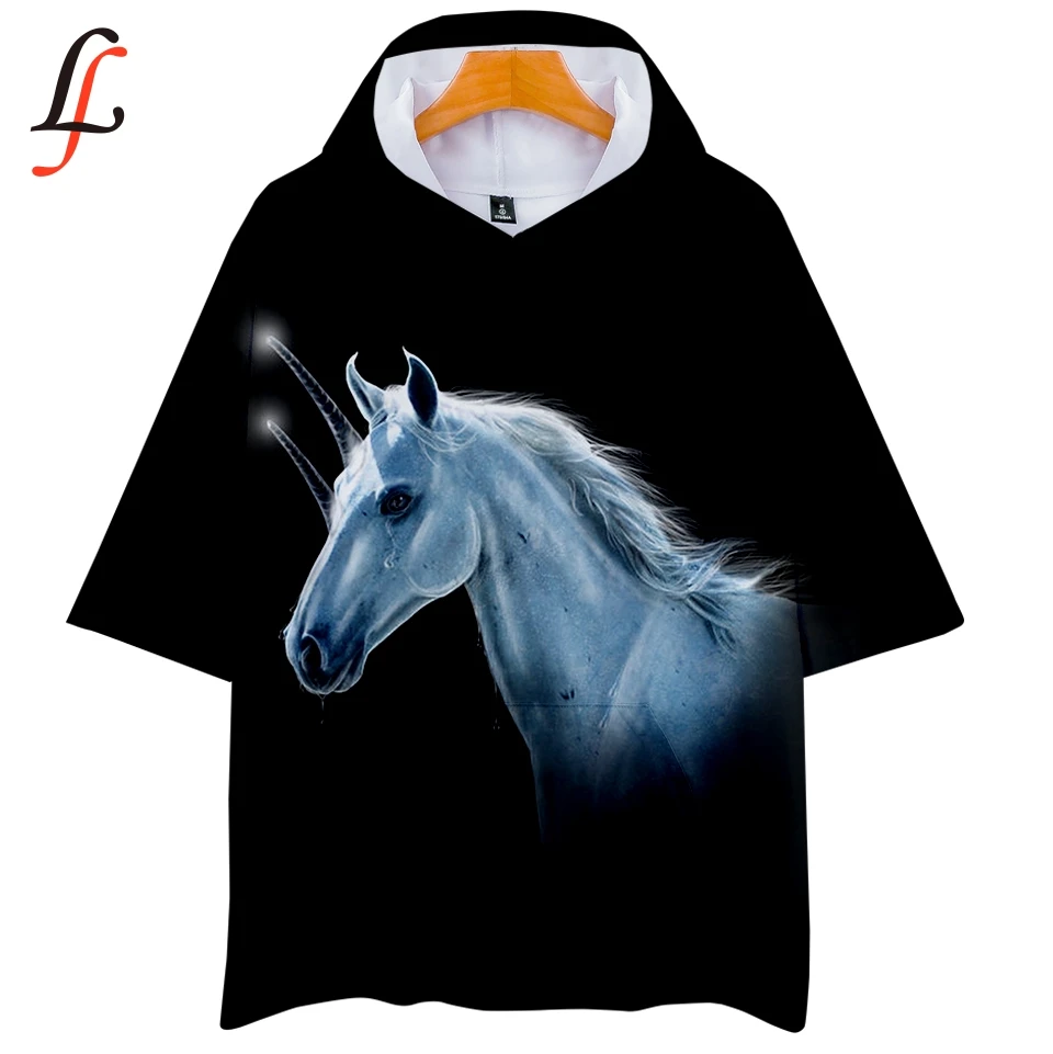 Unicorn 3D Harajuku Hoodies T-shirt Menber Cool Shirt Kpop Summer/Autumn Hip Hop College Style Cloth Plus Size XXS-4XL | Женская одежда