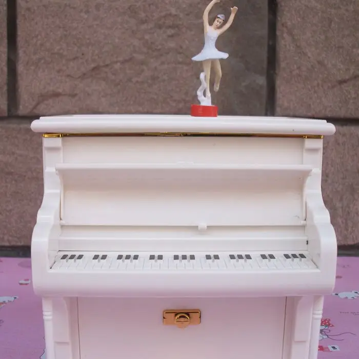 Музыкальная шкатулка с белым пианино коробка для ювелирных изделий подарок