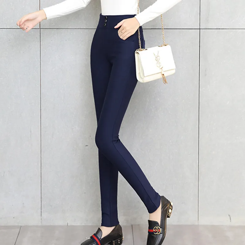 2018 Autumn winter high elastic womens pants wear size slim pencil female trousers women | Женская одежда