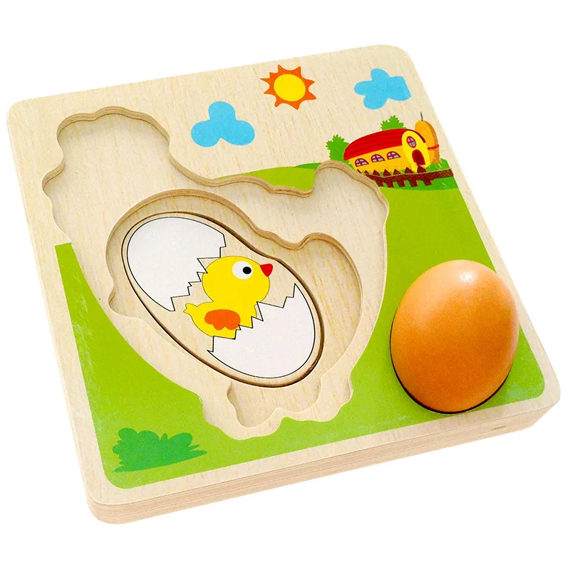 

Baby Toys Wood 3D Jigsaw Mulit Layer 3D Puzzle Egg Chicken Hen Growth Learning Educational Wood Toys For Children E2465H