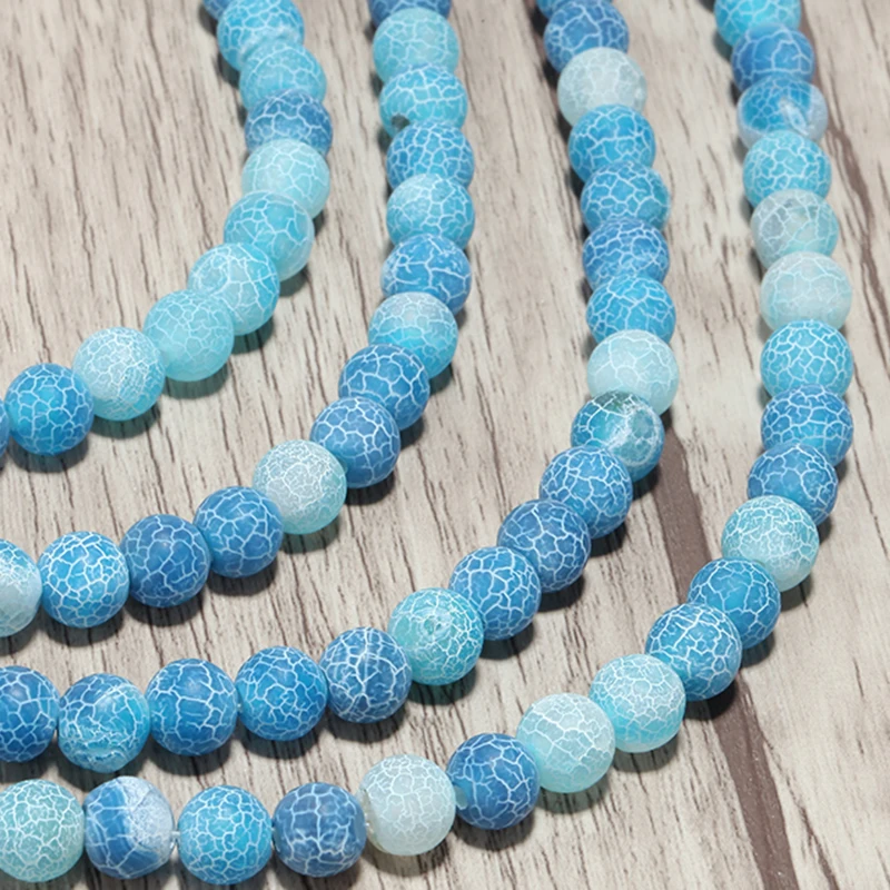 Frosted blue weathered carnelian round beads 8 mm Fashion necklace accessories Bracelet Beads for jewelry making | Украшения и