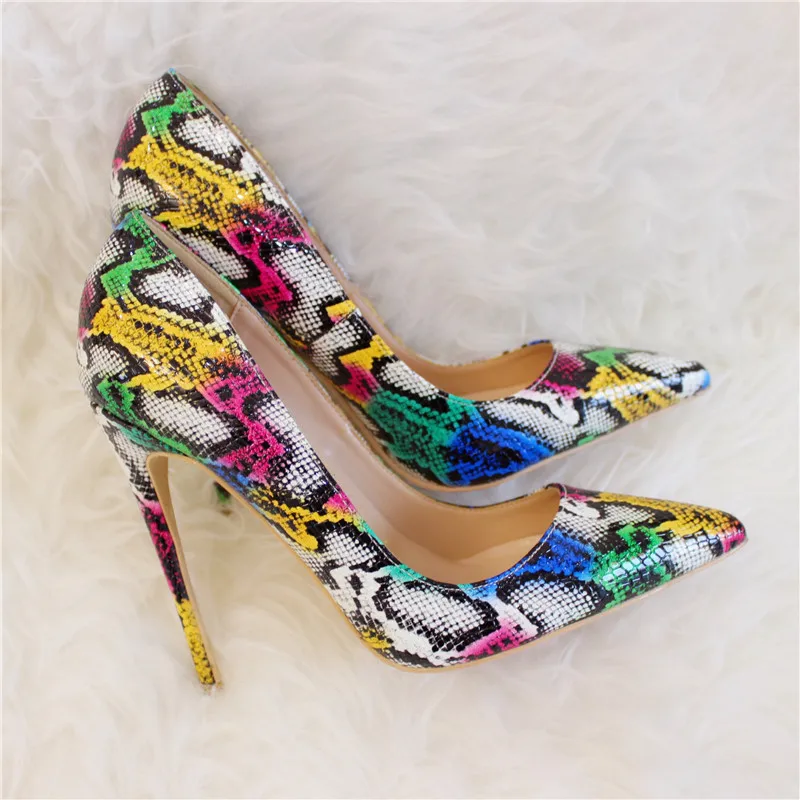 As picture8cm Heels Veowalk Boa/пикантные женские туфли-лодочки на очень высоких каблуках с острым носком, украшенные вышивкой под змеиную кожу, без шнуровки Клубная обувь для вечеринок - Цвет: As picture8cm Heels
