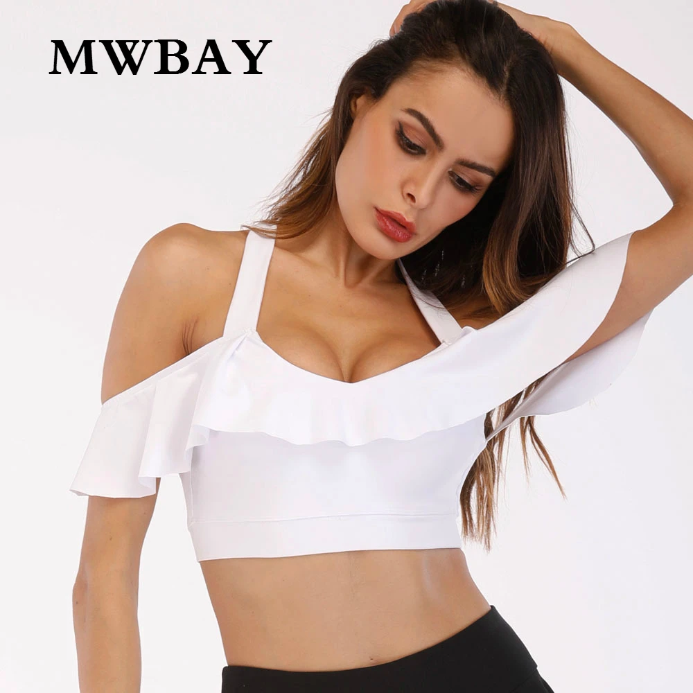 MWBAY женские летние топы 2018 воланом Fast Dry Профессиональный Flouncing Фитнес Защитный
