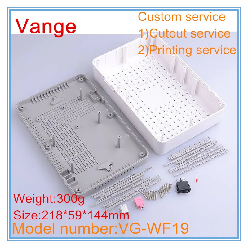 1pcs/lot inject mold housing diy 218*59*144mm IP54 ABS plastic shell junction box for wire connector electronic equipment | Обустройство