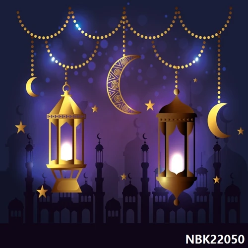Laeacco Happy Eid Mubarak мусульманский фонарь фотографический Рамадан фон для детской сцены Виниловый фон для фотосъемки стена Фотостудия - Цвет: Небесно-голубой