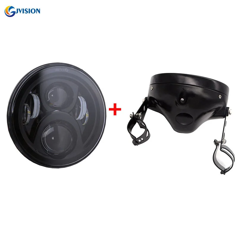 Black set 50W 1 7 дюймов фары мотоцикла высокий/Низкий Луч H4 светодиодные фары для автомобиля 7 дюймов фары корпус фары ведро отделка кольцо - Цвет: Black set 50W 1