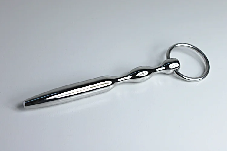 

11CM Long Male Stainless Steel Urethral Sounding Stretching Stimulate Bead Dilator Penis Plug With Cock Ring BDSM Sex Toy 622