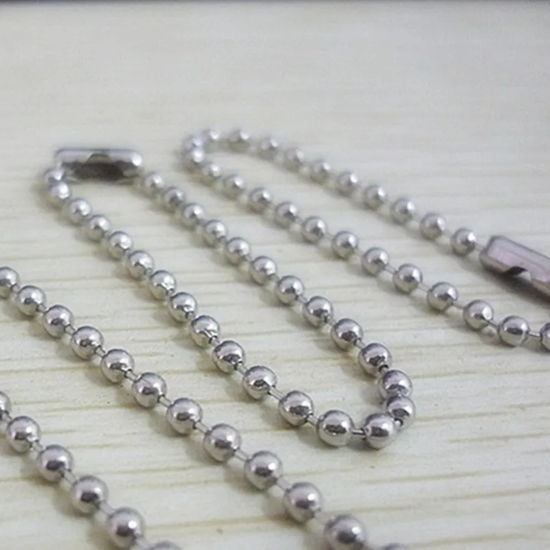 DIY 10 100 шт 2 4 мм Серебряный шар бусы ожерелье бирка цепочка с застежкой 8 ~ см