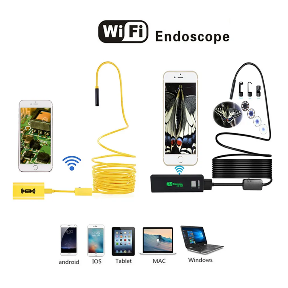 PROSTORMER 8 мм Wifi эндоскоп камера 1200P жесткий бороскоп для iphone Android Phone 2 3,5 5 10M Водонепроницаемая Инспекционная камера
