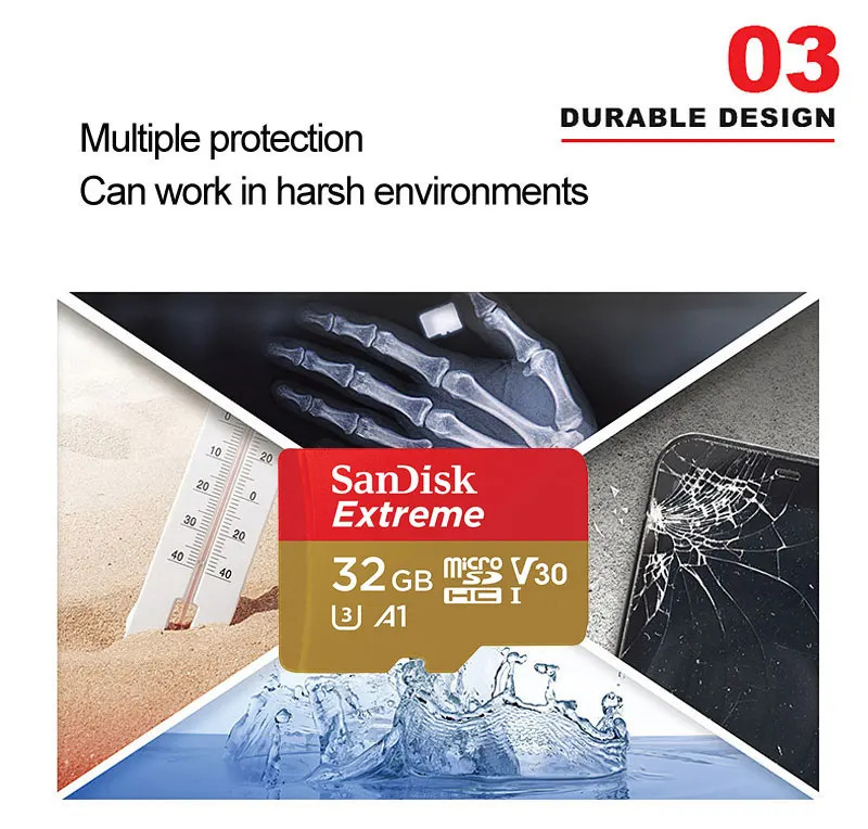 Двойной Флеш-накопитель SanDisk Extreme micro SD card 64 Гб UHS-I карты microSDXC/SDHC класса 10 U3 100 МБ/с. 16GB карты памяти 32 Гб 128 плюс адаптером SD 64G 32G