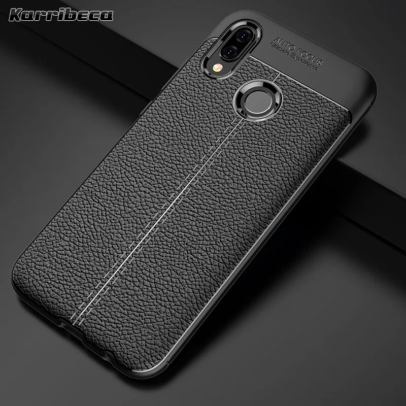 Личи зерна узор кожаный кожа каучук силиконовый чехол на смартфон huawei P20 Lite чехлы классический личи матовая Мягкие силикон селиконовые ТПУ чехла случаи на хуавей п20 лайт бампер случае case Обложка чехол nova 3e