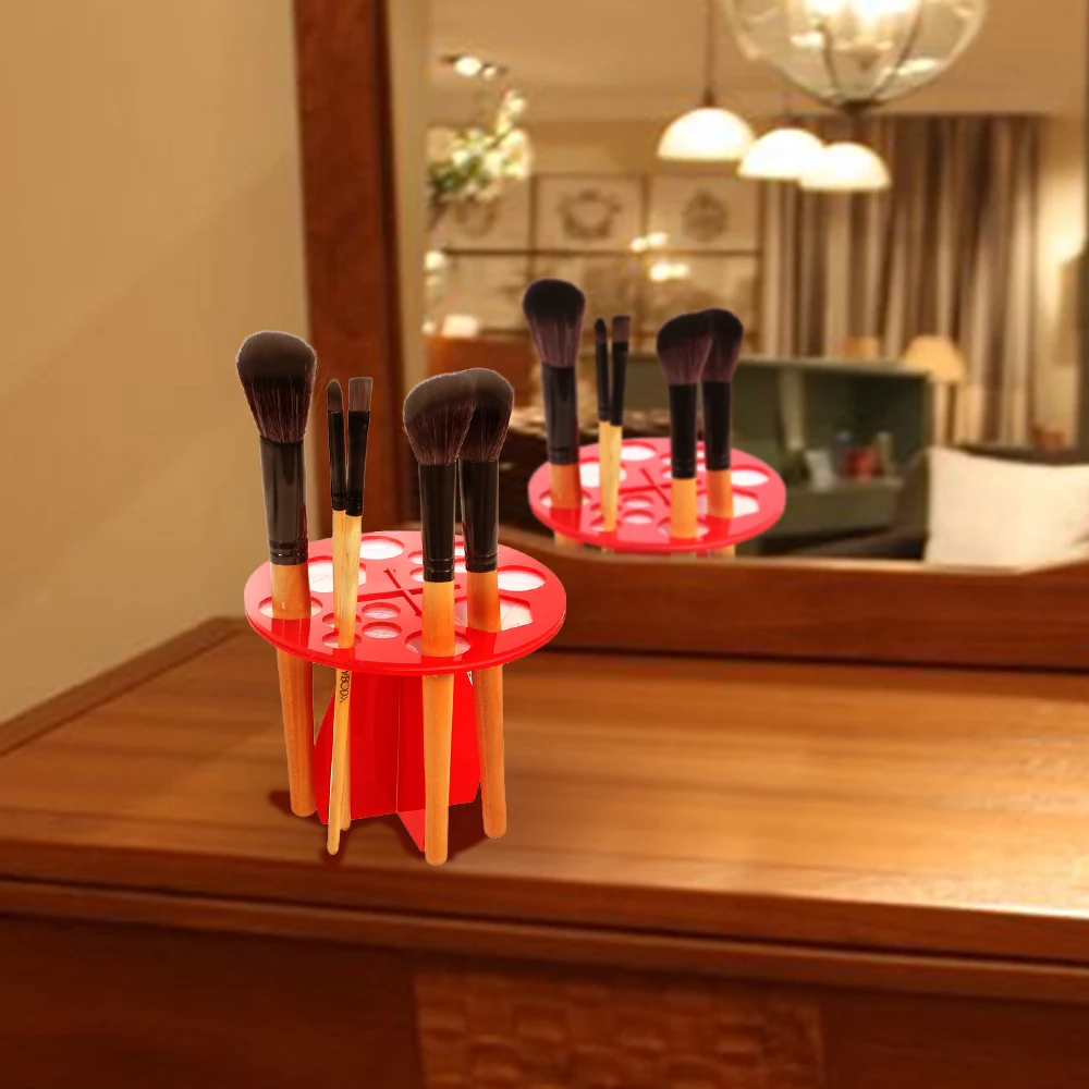 14 Hole Makeup Brushes Holder Stand Cross Shaped Cosmetic Brush Drying Rack Organizer Air Storage Shelf Round | Красота и здоровье