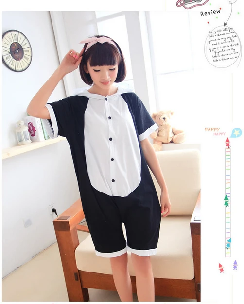 100% хлопок милые животные панда летние косплей пижамы для пар взрослых женщин