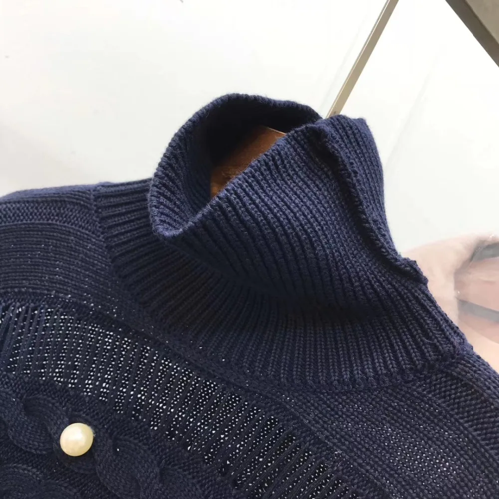 Женский свитер с жемчугом ALPHALMODA прозрачный плотный теплый джемпер кисточками и