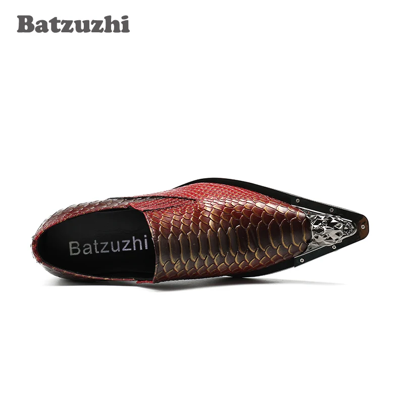 Batzuzhi 2020 Новинка — туфли из натуральной кожи мужские серебряные с металическим