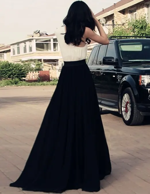 22015 casual chiffion shinning plain black solid orange color girl long skirts summer style oversize Vestido de verano|skirt clothing|skirt