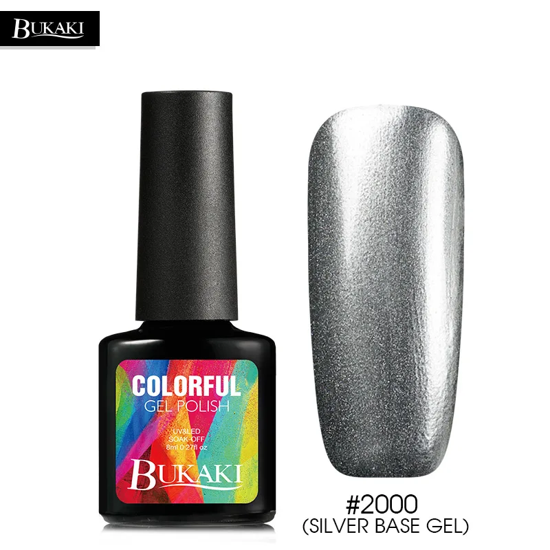 silver base gel Bukaki1 шт титановый красный лак для ногтей Блестящий металлический зеркальный эффект гибридные Лаки акриловый лак для ногтей УФ-гель Esmalte - Цвет: silver base gel