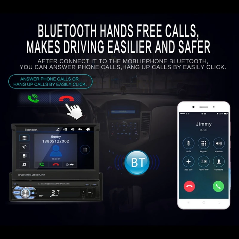 VODOOL 7 &quotскладной сенсорный экран Bluetooth автомобильный MP5 плеер стерео аудио GPS