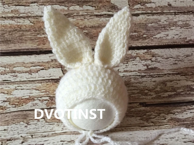 Dvotinst Baby Photography Props Crochet Knitted Newborn Rabbit Hat Fotografia Accessories Infant Studio Shoot Photo Shower Gift | Детская