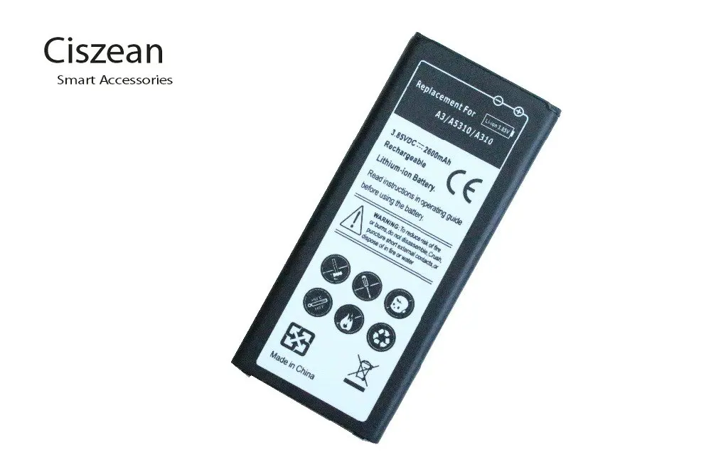 Ciszean 10 шт./лот 2600 мАч EB BA310ABE / EBBA310ABE Сменный аккумулятор для Samsung Galaxy A3 2016 Edition A310 A310F