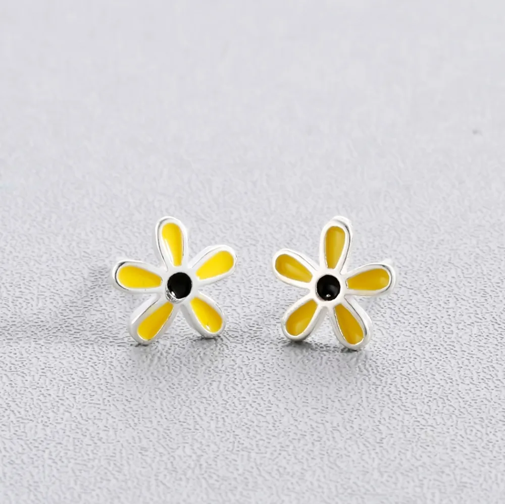 Модные эмалевые серьги-гвоздики в виде желтого цветка для женщин пирсинг тела