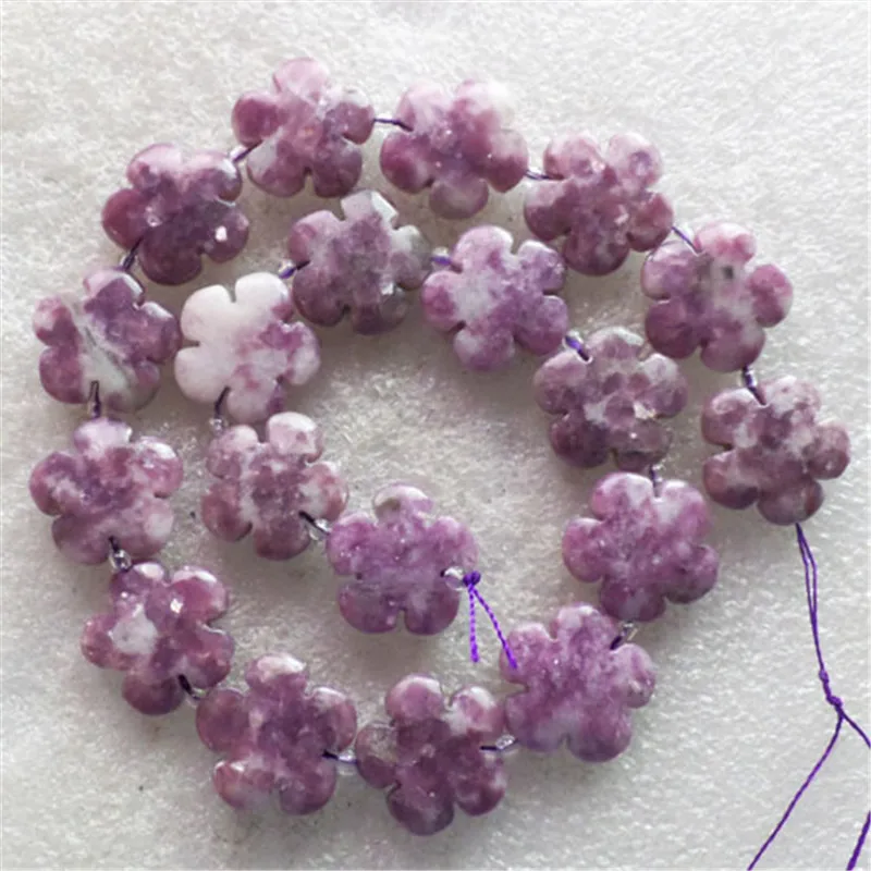 (1 нить/партия) оптовая продажа резных фиолетовых лепидолитовых цветов