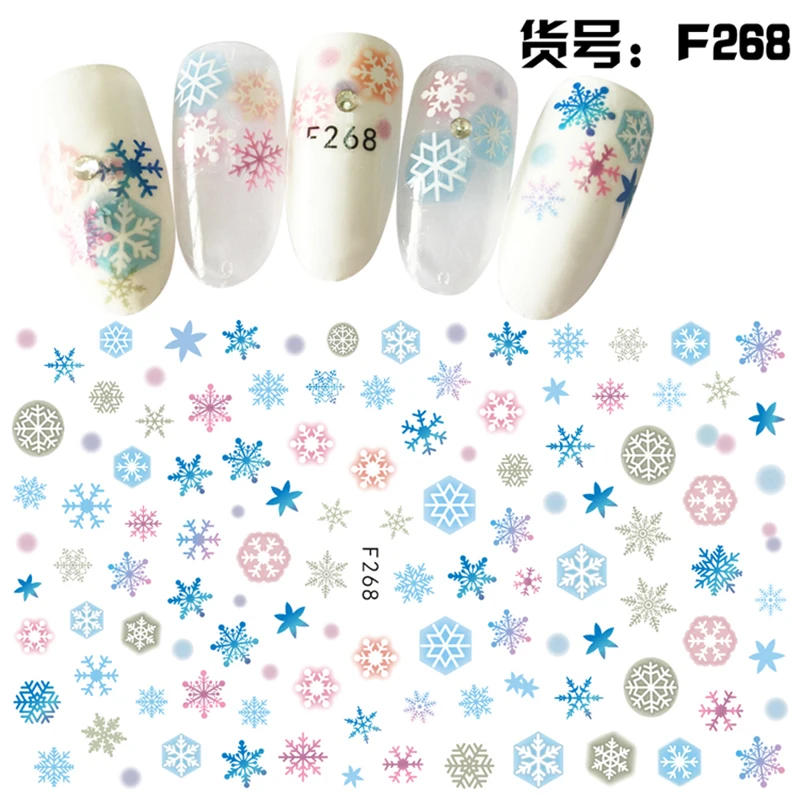 

Thin adhesive beauty snowflake decals Nail Art decorations Stickers acrylic nail supplies tools winter style F267-270