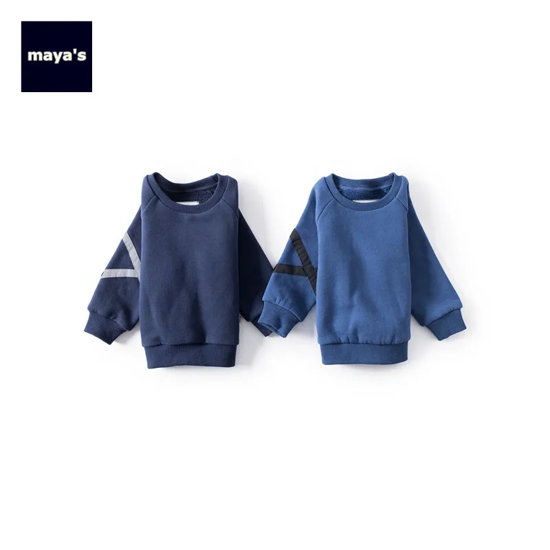 Mayas 2019 Fashion Blue Boys Winter Warm Sweatshirts Girls Basic Thickening New Shirts Kids Loose Cotton Cool Causal Tops 81256 | Детская