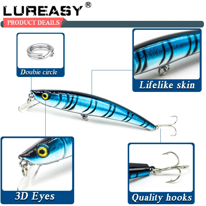 Рыболовная приманка LUREASY 12 см/12 г искусственная жесткая карандаш глубоководная