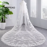 real 3 5m 2020 new lace applique wedding veil long white ivory 1t cathedral women bridal veils wedding accessories veu de noiva