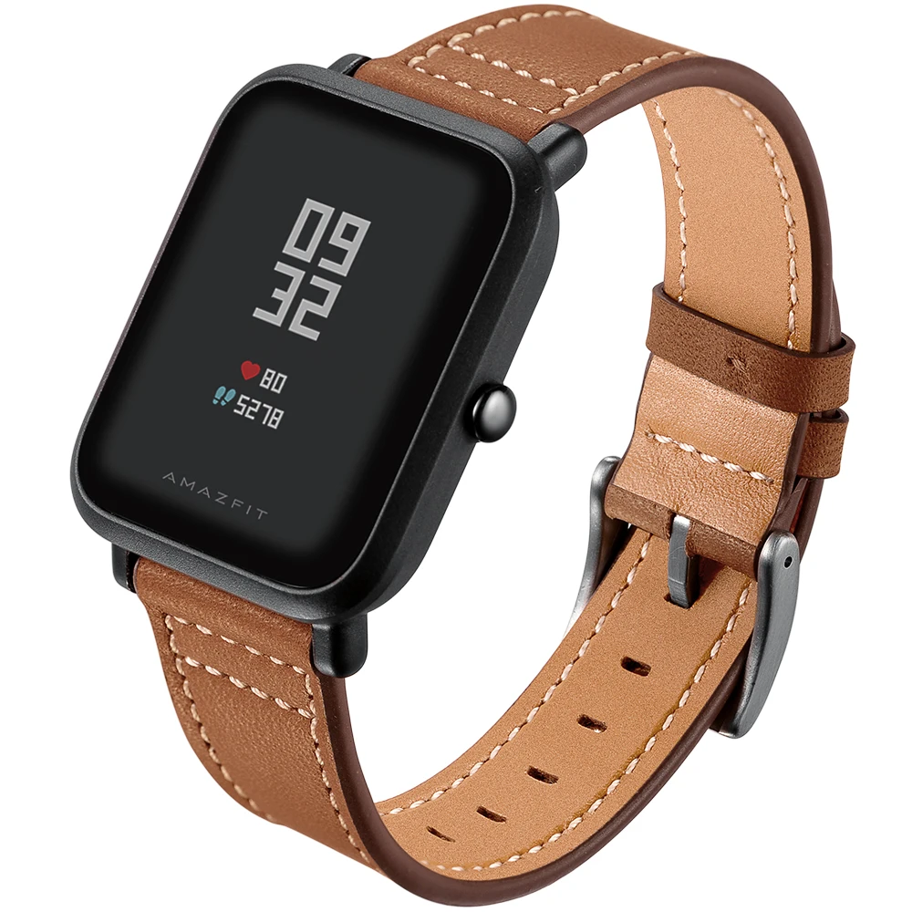 20 мм ремешок для часов из натуральной кожи xiaomi huami Amazfit Bip Samsung gear s2 S4 Высокое