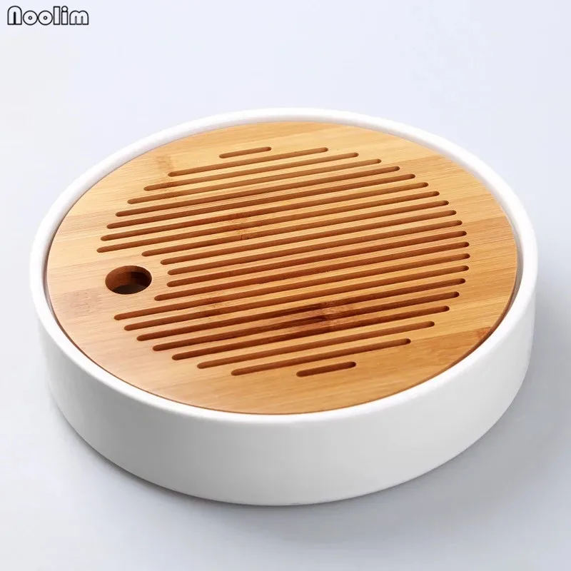 Керамический бамбуковый поднос для чая NOOLIM сливная вода креативная настольная