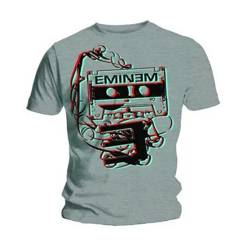 Мужская серая футболка с принтом Eminem Tape Cassette Poster Slim Shady Rap Music из 100% хлопка|Мужские