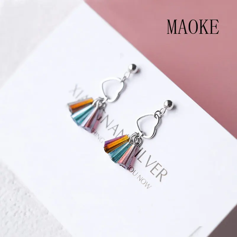 

Promotions S925 Sterling SV Hollow Love Three Color Ladder Drill Earrings Fashion Jewelry for Women's Fashion Gifts