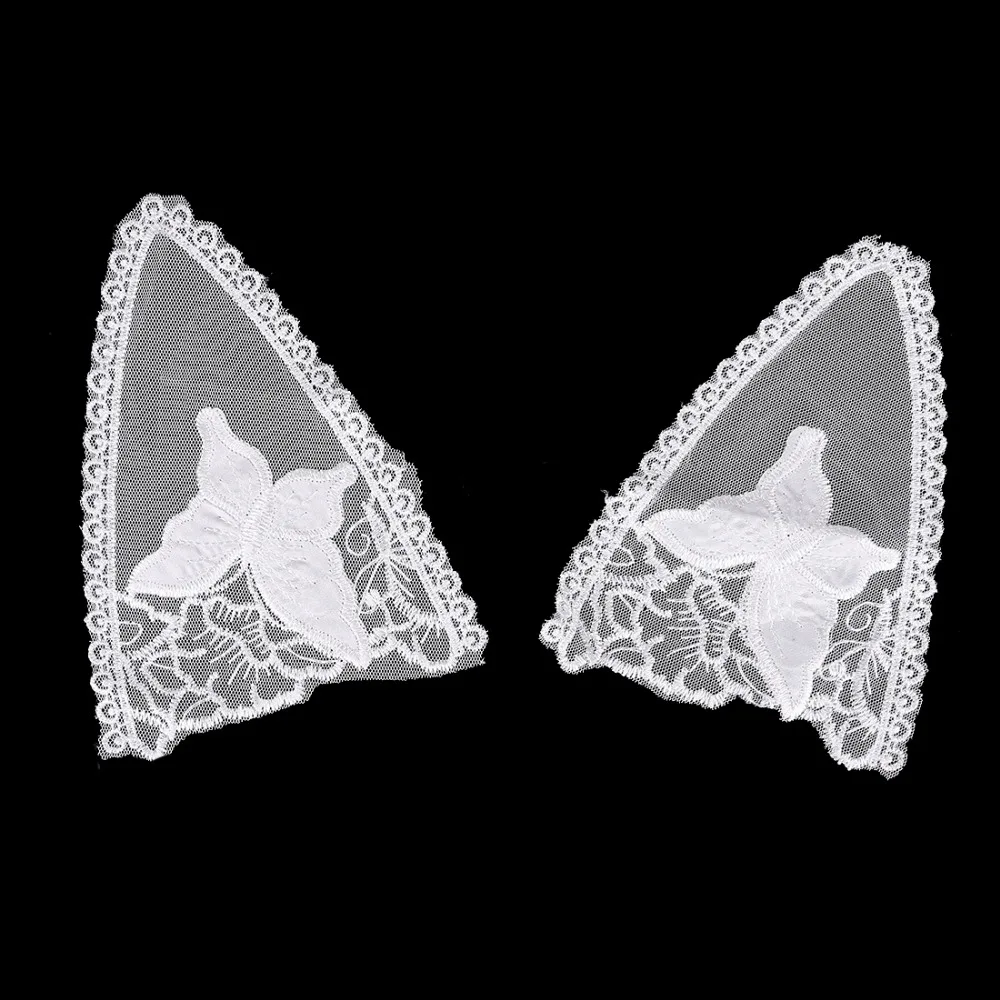 Smiry 1Pair White Butterfly Lace Embroidery Appliqued Flower Leaves Collar Fabrics for Sewing Supplies Crafts | Дом и сад