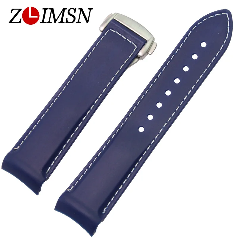 ZLIMSN Rubber Silicone Watch Bands For Omega Seamaster Ocean 232 Folding Buckle Strap Brand Watchband Sports 22mm