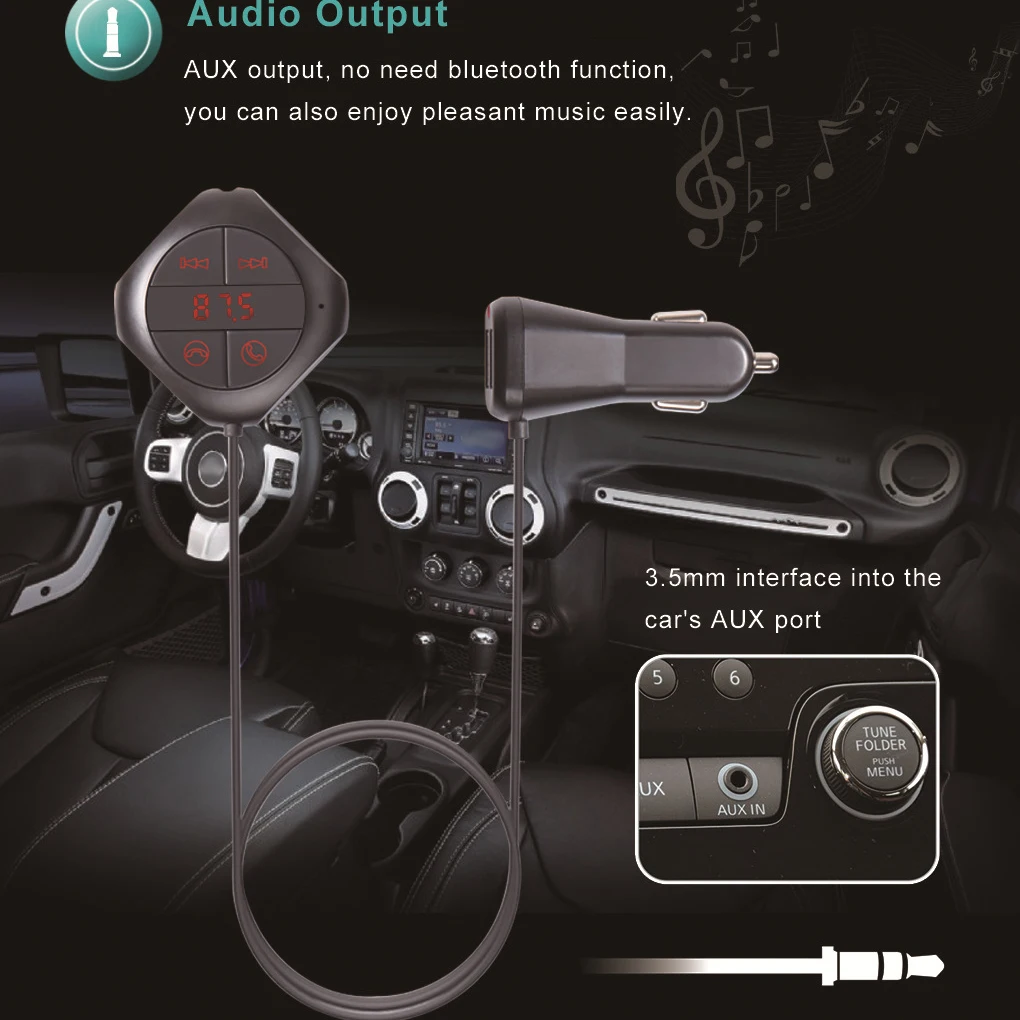 Автомобильный mp3-плеер FM-передатчик модулятор AUX-выход Bluetooth гарнитура для