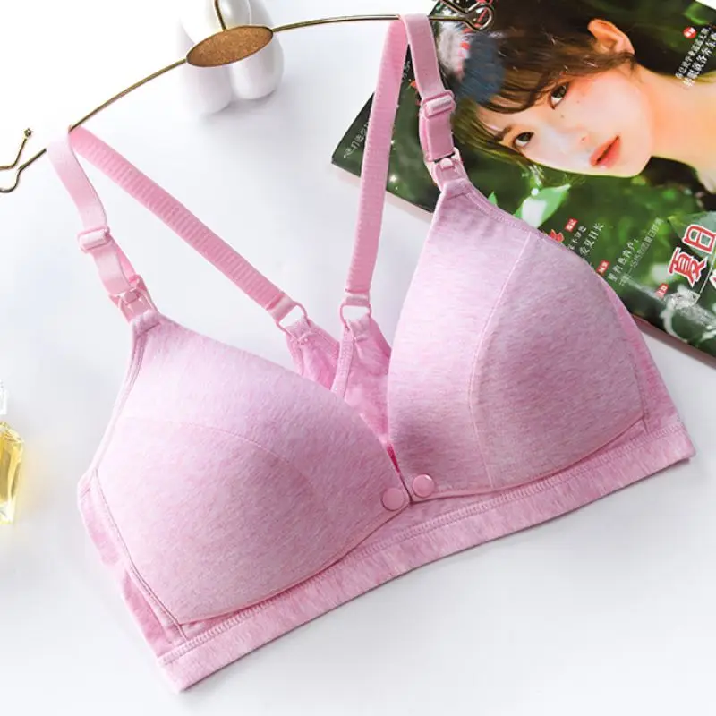 

Open buckle breast bra underwear cotton breathable comfortable feel adjustable shoulder strap no steel ring pregnant breast bra