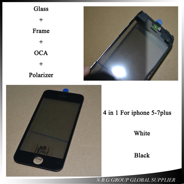 Лучшее для iPhone 5 5s 5c 6 6s 7 plus переднее стекло с рамкой oca поляризатором 4 в 1 ЖК экран