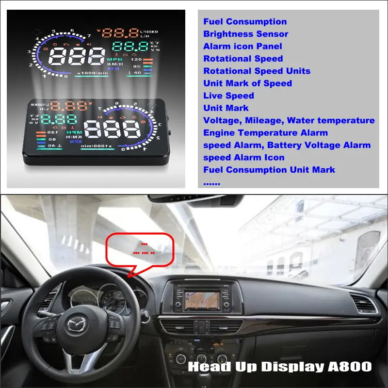 Car HUD Head Up Display For Mazda 6 M6 Atenza GJ 2013 2014 2015 Auto Accessories Safe Driving Screen Plug And Play Overspeed