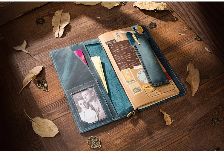Винтажный блокнот путешественника Recargable Filofax из натуральной кожи, сменная бумага для путешествий, органайзер, Подарочный дневник, планировщик, bullet journal