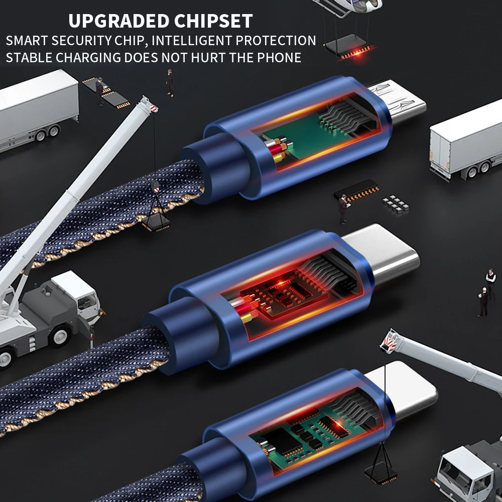 VOXLINK USB кабель 3 в 1 для iPhone XS Max XR X 8 7 зарядное устройство Micro USB кабель для Android USB TypeC для samsung S9 S8 телефонные кабели