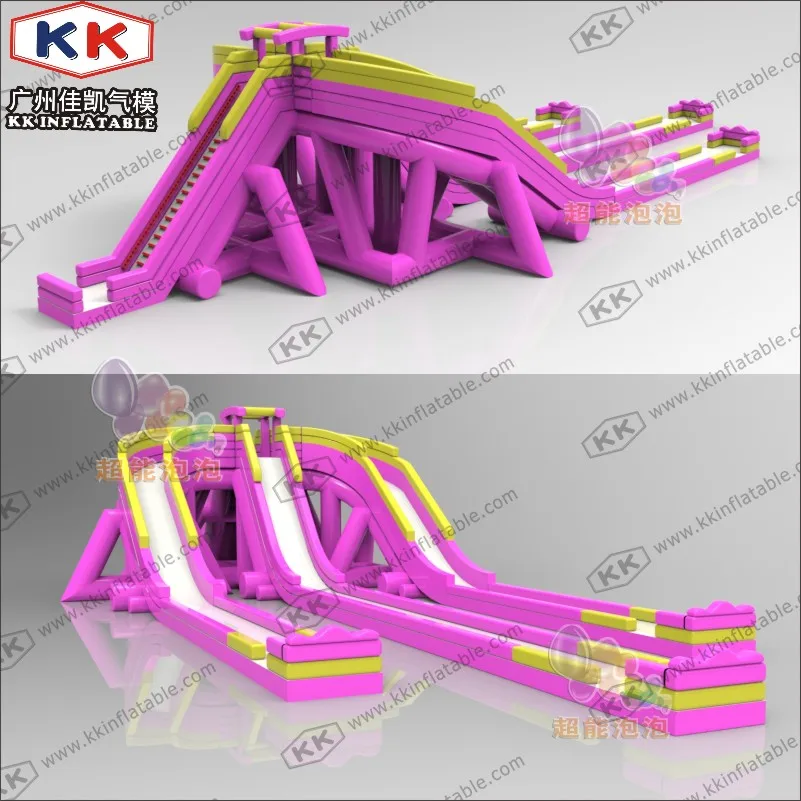 12 м высокий розовый коммерческий гигантский Бегемот надувная водная горка для