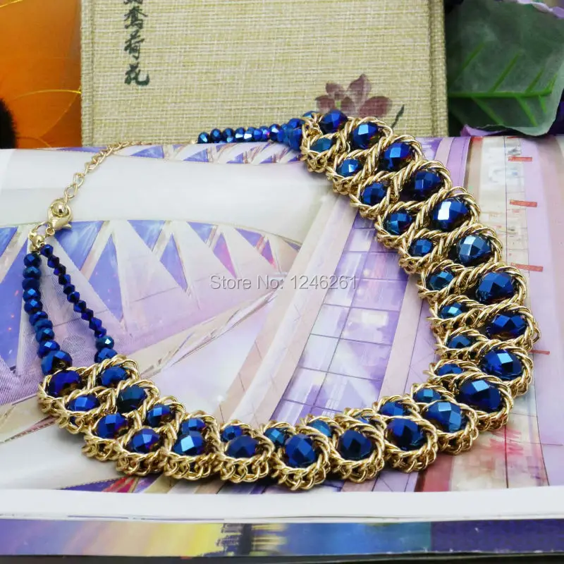 Special Offer Navy Blue Crystal Glass Beads Wholesale Necklaces&ampEarrings Sets Christmas Gifts For Women Girls DIY Jewelry Making |