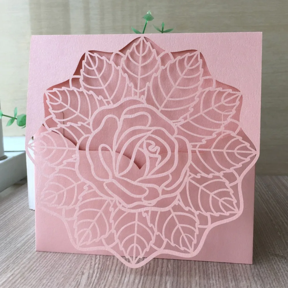 

40pcs/lot Delicate Carved Flower Pattern Invitations Card Event Party Supplies Wedding Invitations Birthday Party Decorations