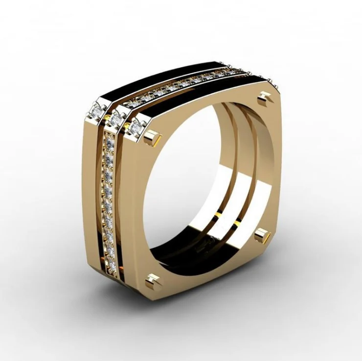 Роскошное мужское женское большое кольцо из камня CZ 18KT желтое золото свадебные