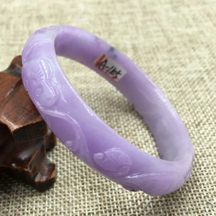 DYY 56 мм Винтаж Китай Ручной резьбой Лаванды Фиолетовый Жадеит Нефрита Браслет 1105 |