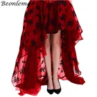 Женская сетчатая юбка Beonlema, красная длинная юбка длиной до пола, 6XL, с цветочным принтом и тюлевым корсетом