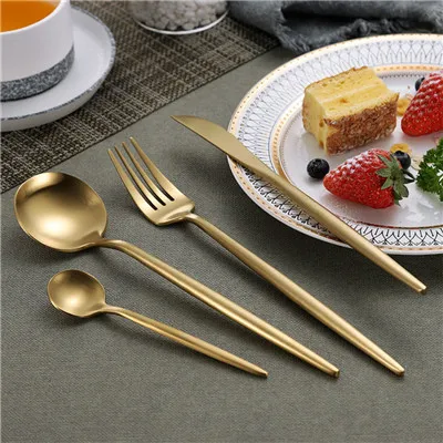 4PCS gold Высококачественный набор посуды из нержавеющей стали 304 в западном стиле, Высококачественная вилка, нож, десертная посуда, кухонная посуда - Цвет: 4PCS gold
