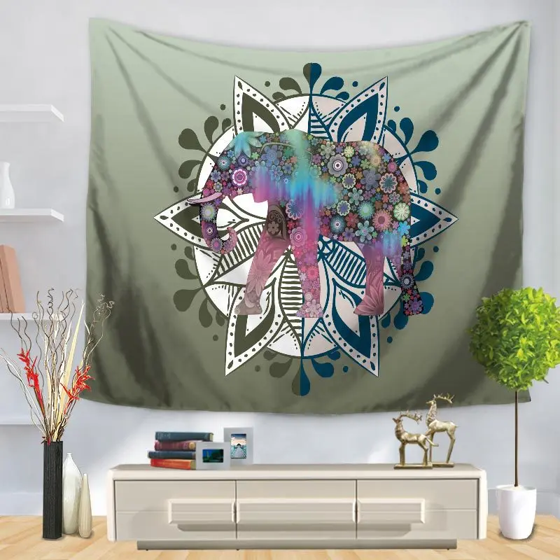 Home Decorative Wall Hanging Carpet Tapestry Rectangle Bedspread Elephant And Mandala Print Pattern GT1256 | Дом и сад